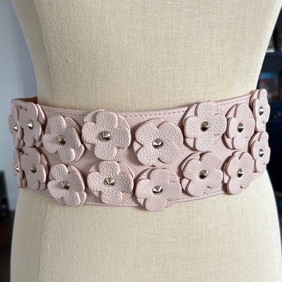 Aldo Accessories - Aldo light Pink Floral Rosette Studded Belt size S